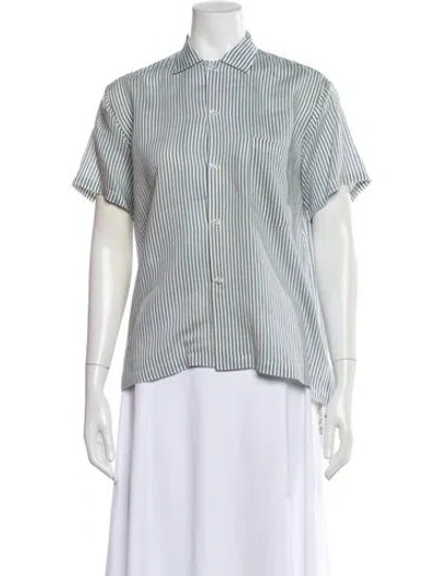 Pre-owned Bode Striped Short Sleeve Button-up Top In Multi