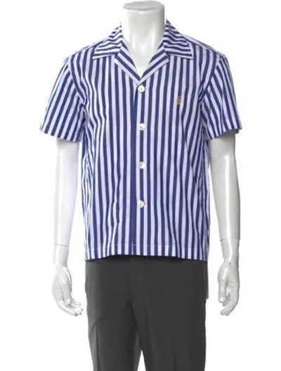 Pre-owned Bode Striped Short Sleeve Shirt In Blue