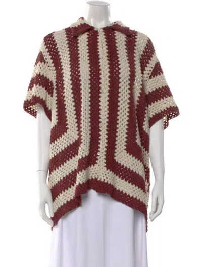 Pre-owned Bode Striped Short Sleeve Shirt In Burgundy