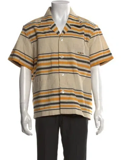Pre-owned Bode Striped Short Sleeve Shirt In Neutral