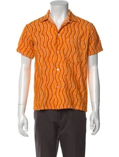 Pre-owned Bode Striped Short Sleeve Shirt In Orange