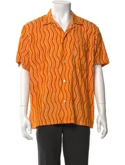 Pre-owned Bode Striped Short Sleeve Shirt In Orange