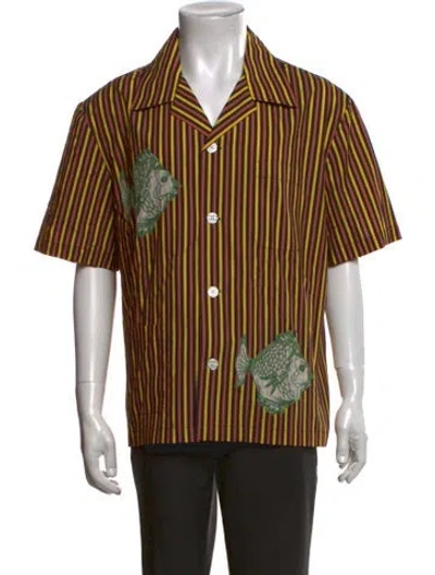 Pre-owned Bode Striped Short Sleeve Shirt In Orange