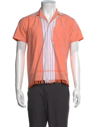 Pre-owned Bode Striped Short Sleeve Shirt In Orange