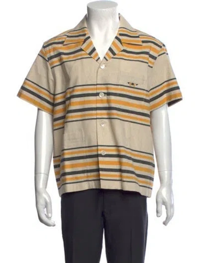 Pre-owned Bode Striped Short Sleeve Shirt W/ Tags In Neutrals