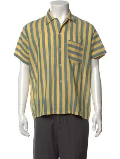 Pre-owned Bode Striped Short Sleeve Shirt W/ Tags In Yellow