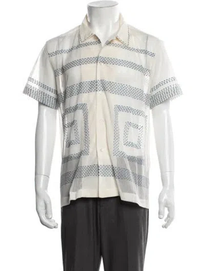 Pre-owned Bode Striped Short Sleeve Shirt In White