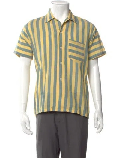 Pre-owned Bode Striped Short Sleeve Shirt In Yellow