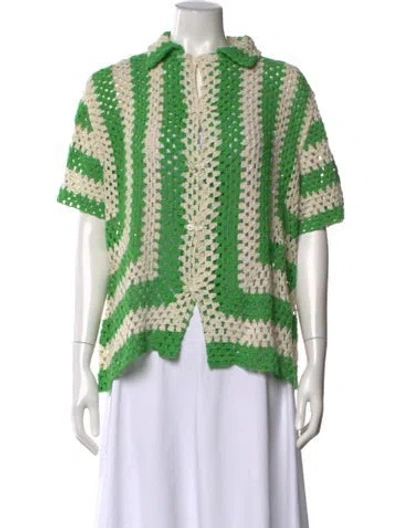 Pre-owned Bode Striped Sweater In Green