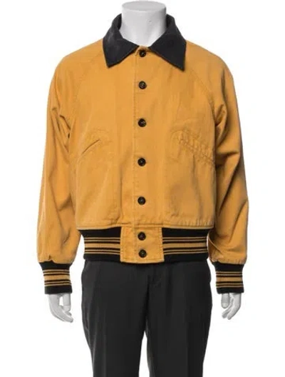 Pre-owned Bode Striped Varsity Jacket In Yellow
