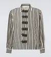 Bode Striped Velvet-trimmed Silk Shirt In Pattern