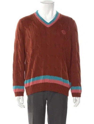 Pre-owned Bode Striped V-neck Pullover In Multi