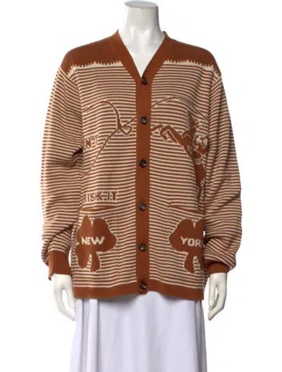 Pre-owned Bode Striped V-neck Sweater W/ Tags In Multicolor