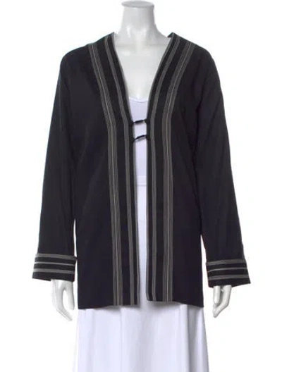 Pre-owned Bode Striped V-neck Top In Blue