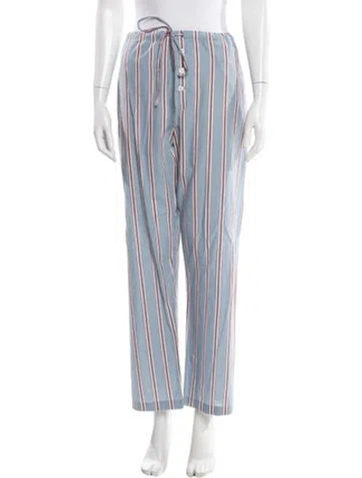 Pre-owned Bode Striped Wide Leg Pants In Blue