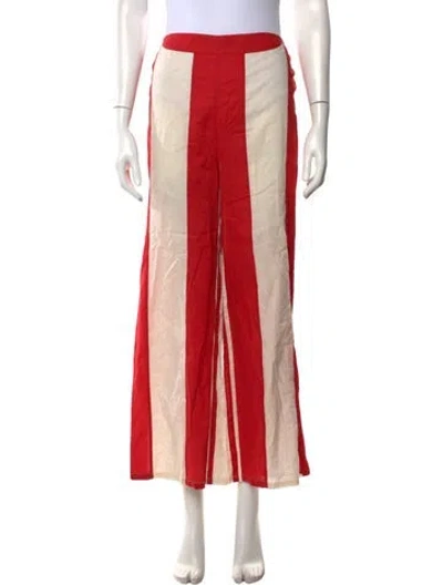 Pre-owned Bode Striped Wide Leg Pants In Red