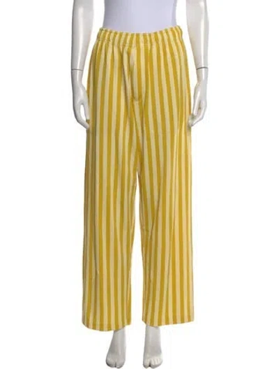 Pre-owned Bode Striped Wide Leg Pants In Yellow