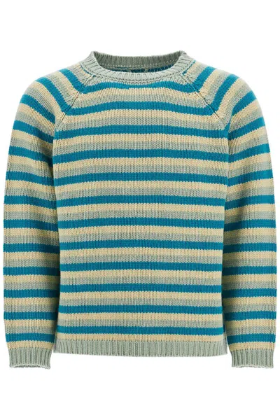 Bode Striped Wool Pullover Sweater In Green