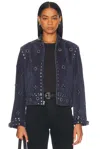 Bode Howard Studded Suede Jacket In Dark Navy