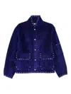 Bode Studded Suede Jacket In Blue