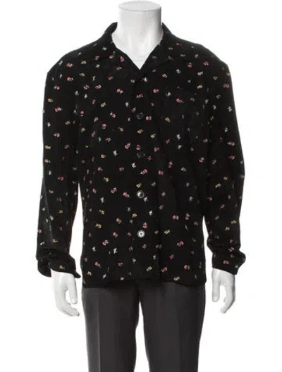 Pre-owned Bode Suede Floral Print Jacket In Black