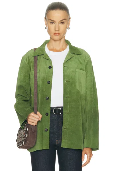 Bode Suede Overshirt In Green