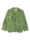 Bode Suede Shirt Jacket In Green