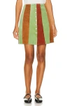 Bode Suede Snap Skirt In Multi