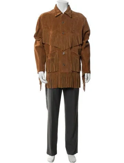 Pre-owned Bode Suede Trucker Jacket In Brown