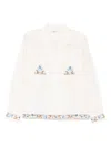 Bode Nouveau Vine Camp-collar Embroidered Cotton-poplin Shirt In White