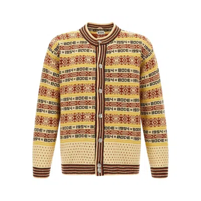 Bode Marzipan Jacquard-knit Wool Cardigan In Yellow