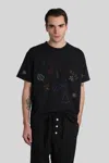 Bode Field Guide Embroidered Cotton-jersey T-shirt In Black