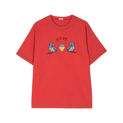 Bode Twin Parakeet T-shirt In Red