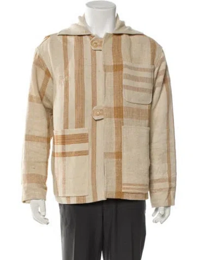 Pre-owned Bode Tab Plaid Print Utility Jacket In Neutral