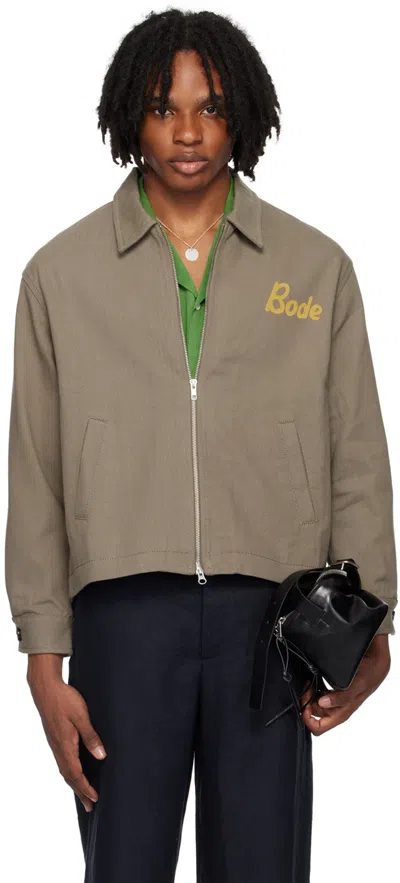 Bode Taupe 'low Lying Summer Club' Jacket In Grey