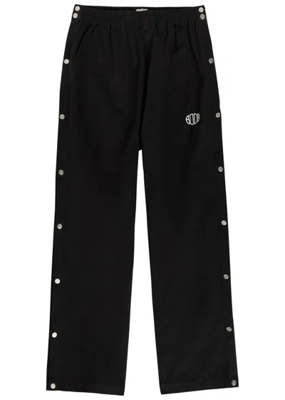 Bode Tear-away Straight-leg Twill Track Pants In Black