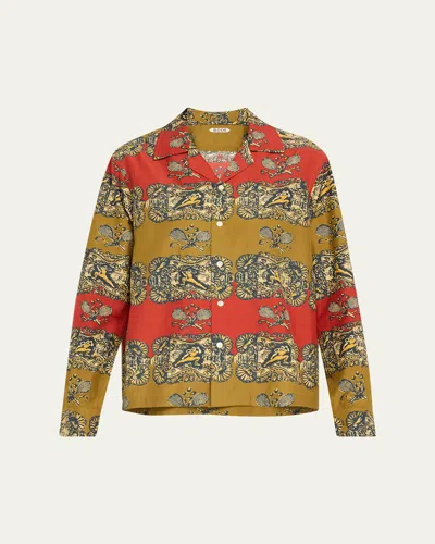Bode Tennis Court Long-sleeve Button-down Shirt In Multi