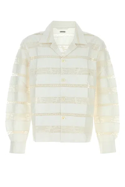 Bode Tennis Lace Long-sleeve Shirt With Mini Motif In Cream