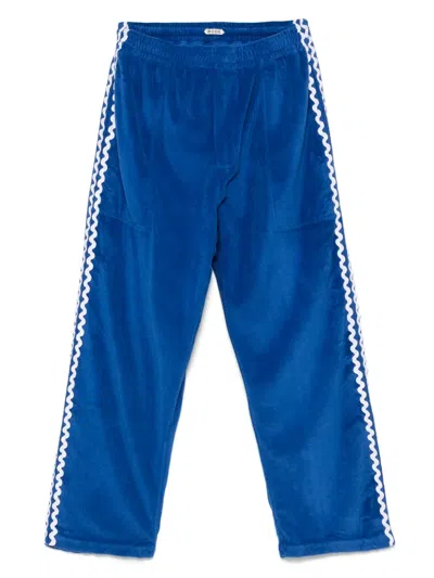 Bode Terry Trim Track Pants In Blue