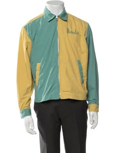 Pre-owned Bode The Green River Colorblock Pattern Jacket In Green/yellow