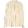Bode Cream Satin Threadwork Blouse In Cream