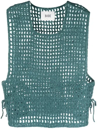 Bode Tie-fastening Crochet Vest In Green
