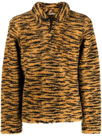 Bode Tiger-print Lace-up Jumper In Orange
