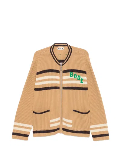 Bode Timber Stripe Cardigan In Brown