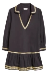 Bode Tinsel Tape Cotton Minidress In Black