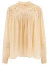 Bode Cream Satin Threadwork Blouse