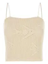 Bode Sand Crochet Angel Fish Top In Beige
