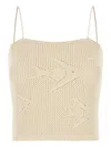 Bode Sand Crochet Angel Fish Top In Beige