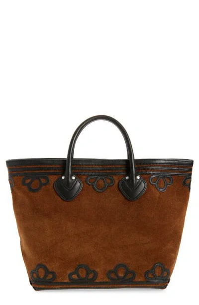 Bode Trefoil Suede Tote In Brown