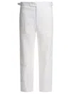 Bode Crochet-insert Linen Trousers In White